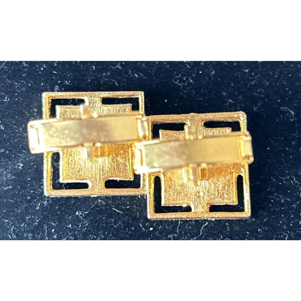 Vintage Gold Toned Roman soldier Cufflinks Black Gold Frame